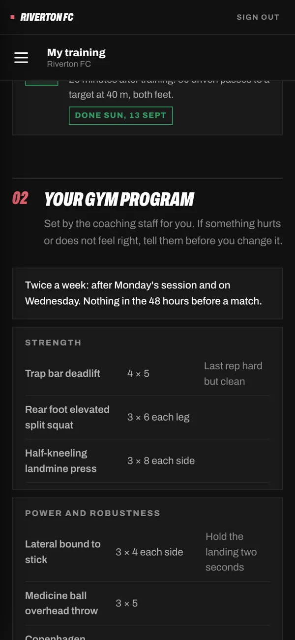 My training